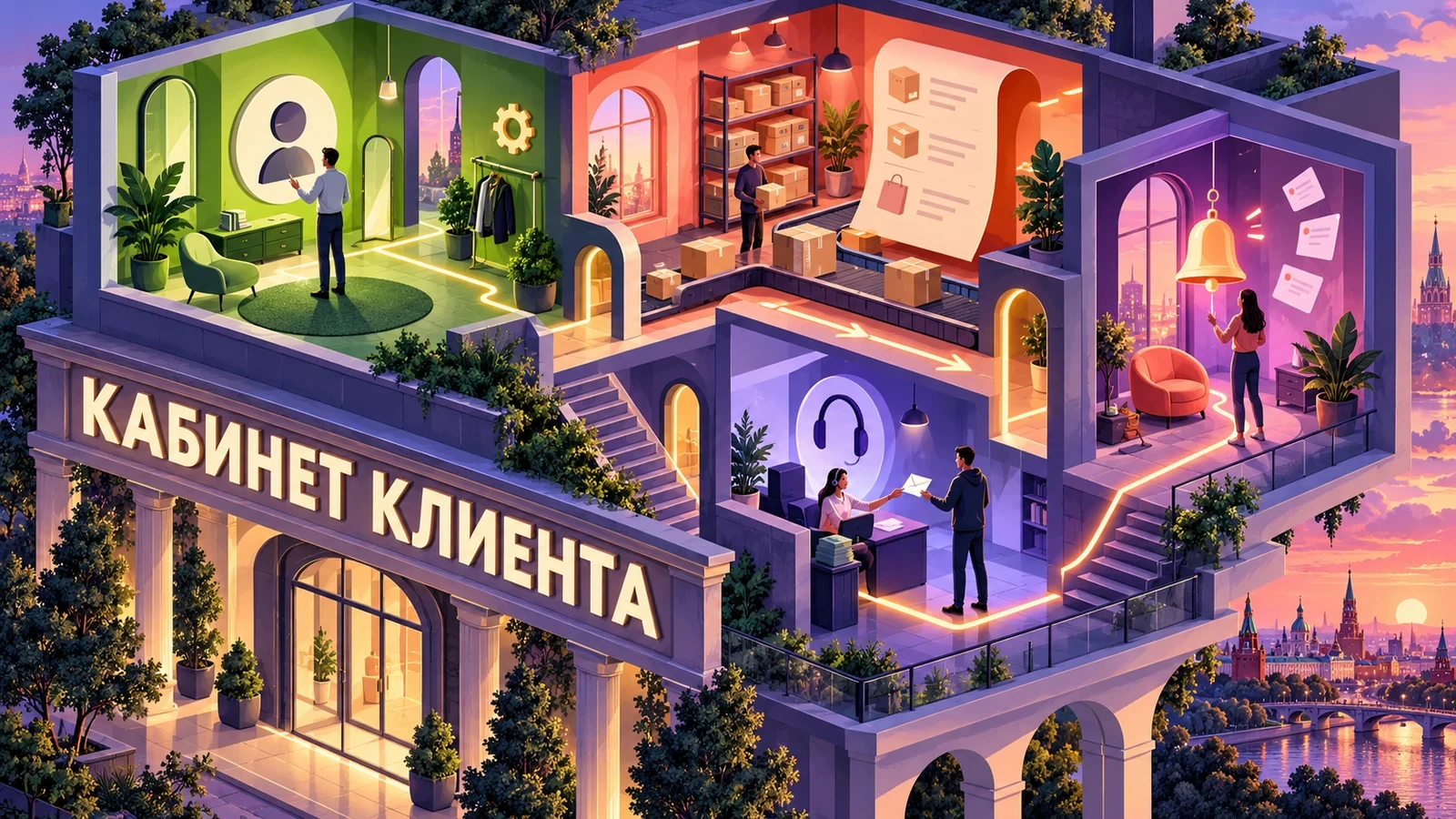 Архитектурная иллюстрация разделов и задач личного кабинета: «Кабинет клиента»