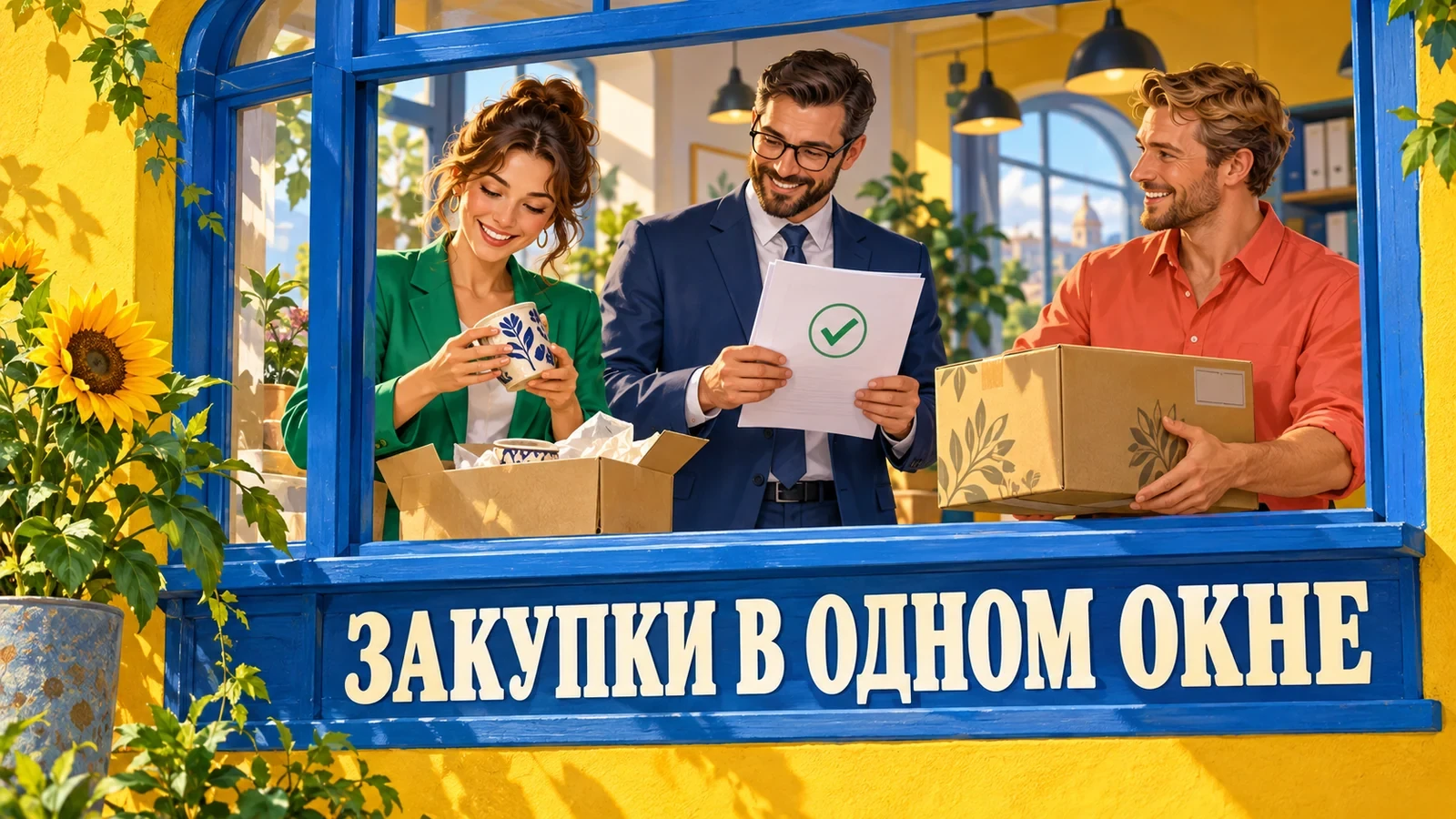 Авторский цветной постер: «ЗАКУПКИ В ОДНОМ ОКНЕ»